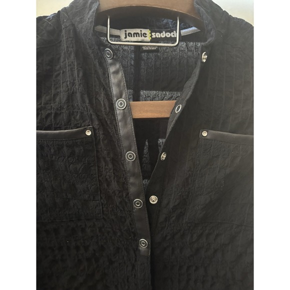 Vintage Jamie Sadock Golf Shirt Black Mock Neck Long Sleeve Snaps Detail Bubble‎ - Picture 5 of 10